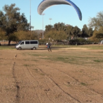 Light wind take off from the park.
